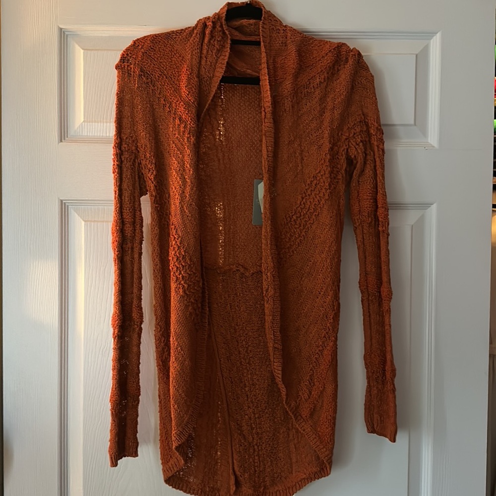 New Anthropologie Knit Orange Cardigan (Small)